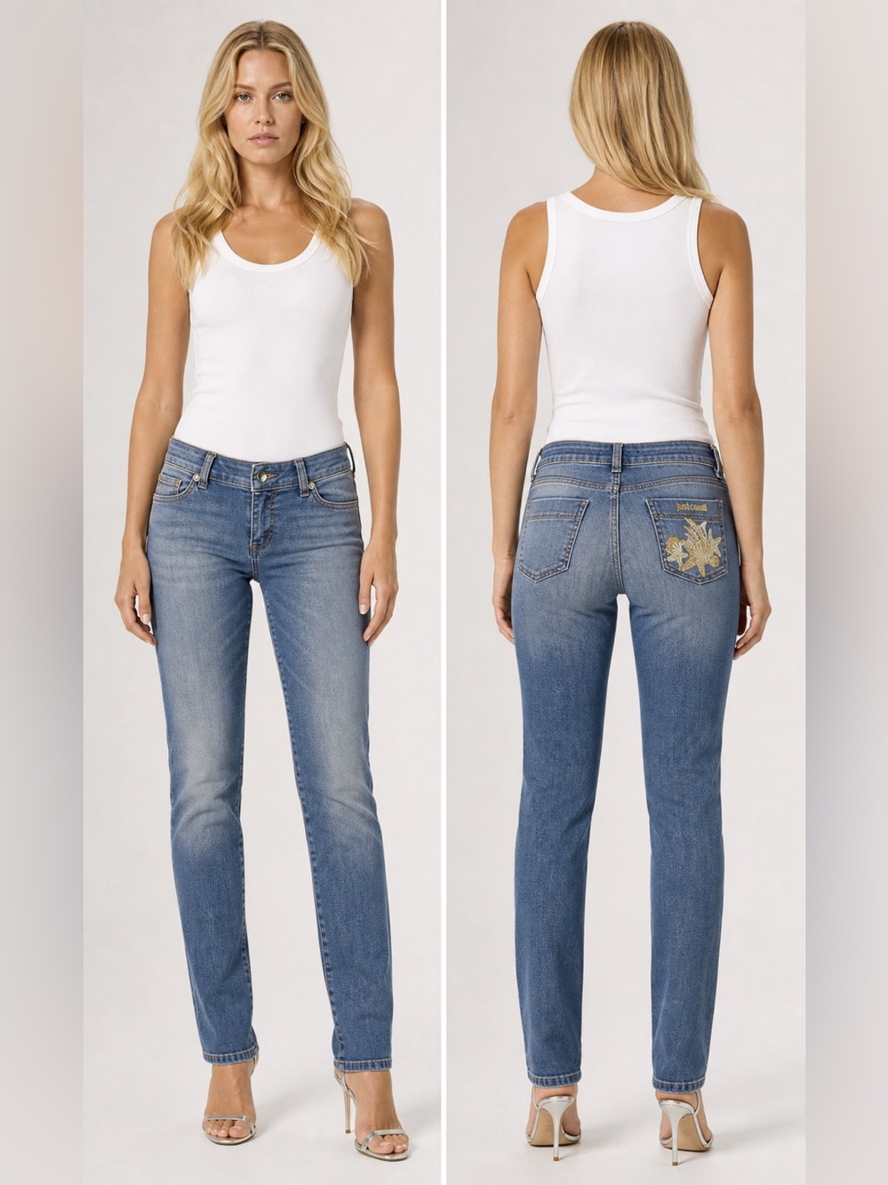 Just Cavalli Women’s Blue Straight Leg Jeans Size 28 – Made in Italy